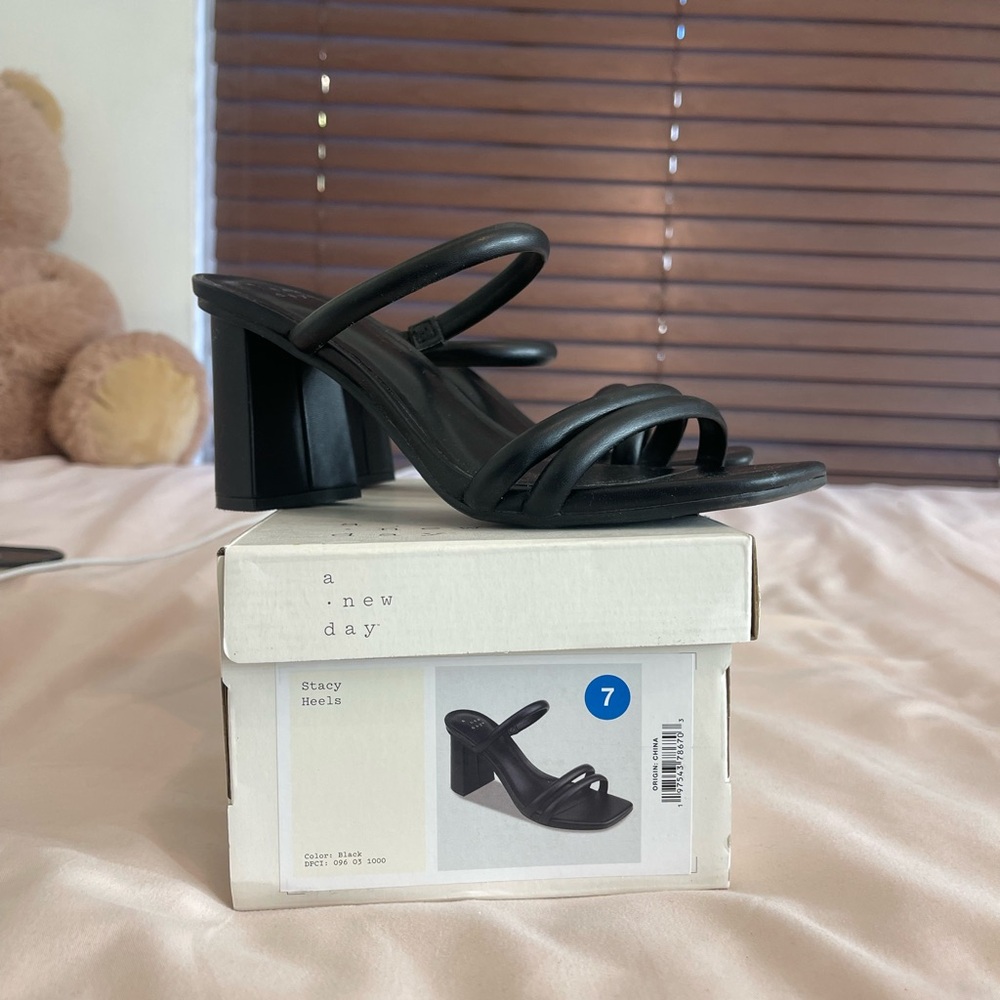 A New Day Black Strappy Heels